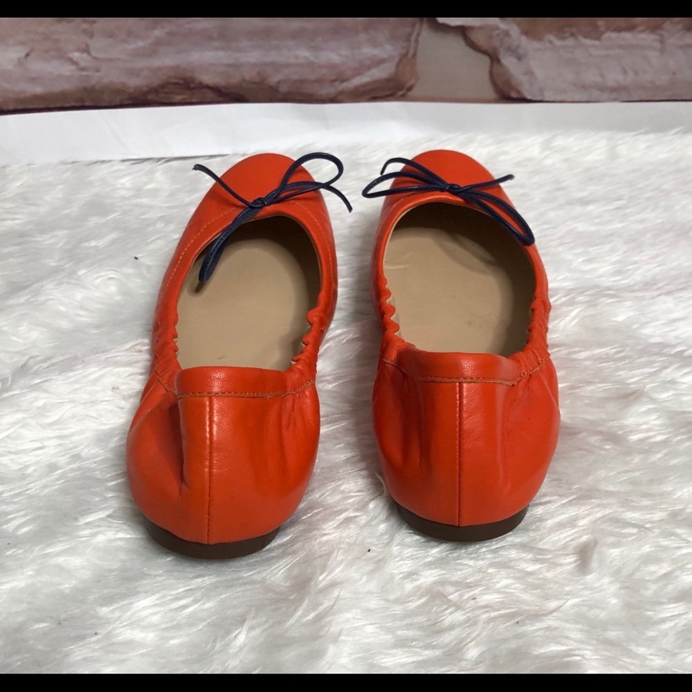 J Crew orange Emma Bow flat shoes size 6.5 - Picture 4 of 7
